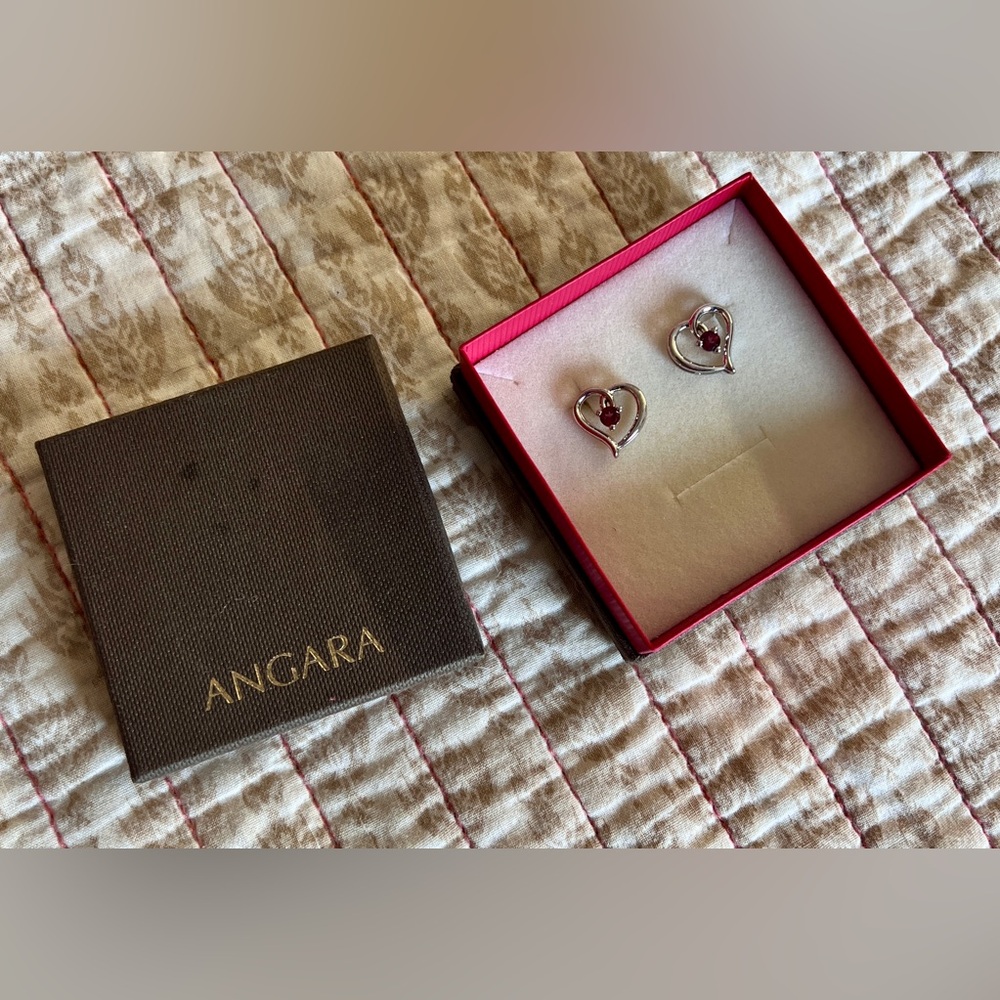 Rhodolite Angara Heart Earrings - Picture 2 of 4